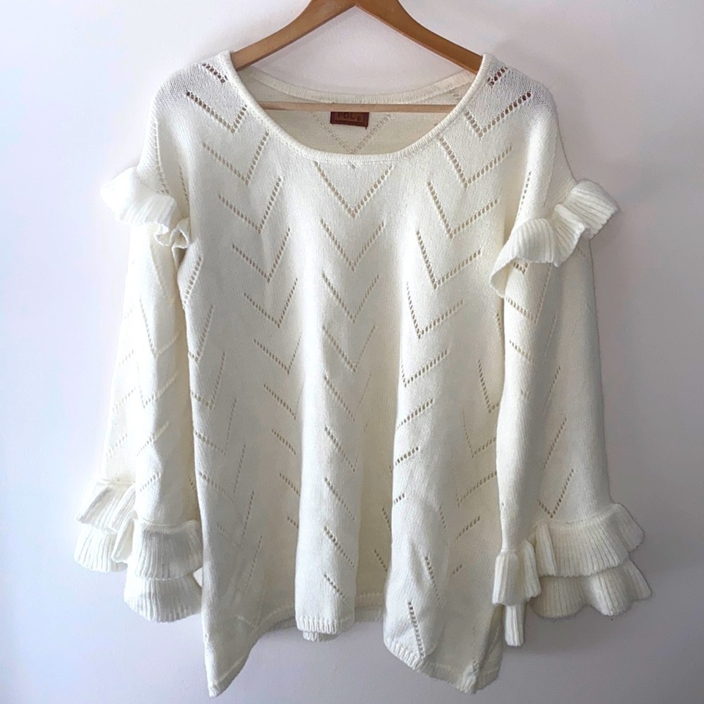 POL Ruffle Sleeved Oversized Sweater